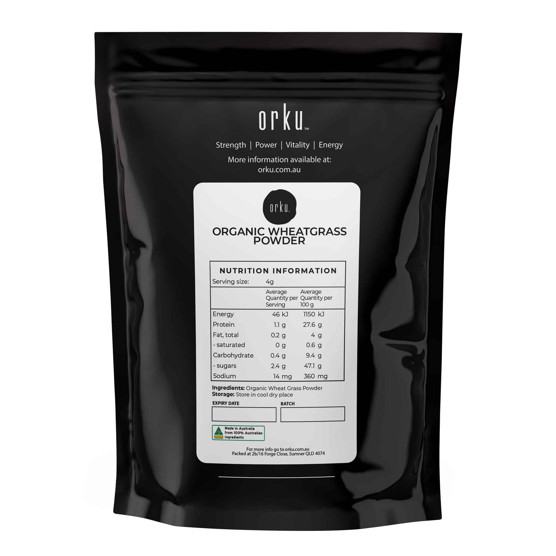 100g Organic Wheatgrass Powder - 100% Pure Wheat Grass Leaf Superfood - SuperSaverAU - view 2