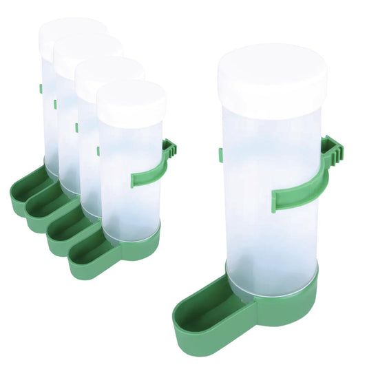 Pet Bird Food Dispenser 4x8.5x13cm, Durable Automatic Feeder for Aviary, 5 Pack