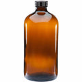 12 x 1L Amber Glass Boston Bottles with Plastic Cone Seal Wadded Screw Cap - SuperSaverAU - view 1