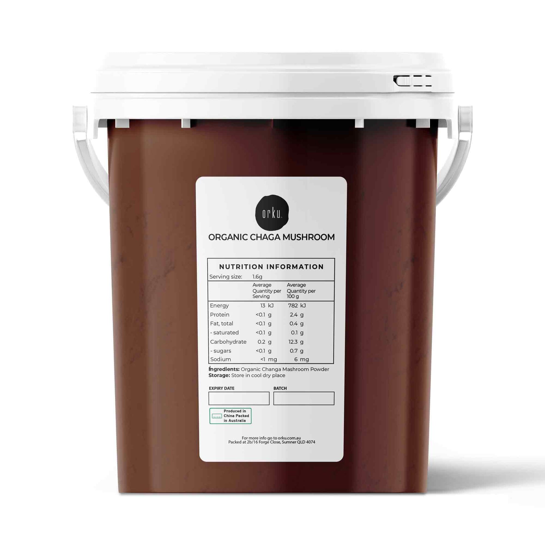 300g Organic Chaga Mushroom Powder Tub Bucket - Supplement Inonotus Obliquus - SuperSaverAU - view 1