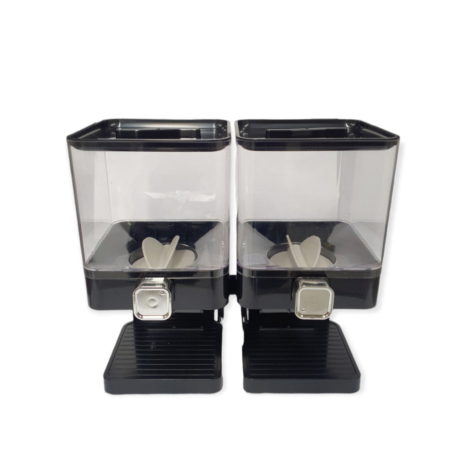 Double Cereal Dispenser 2 x 3.7L Black - Airtight, Easy Dispensing, Dishwasher Safe - SuperSaverAU - view 1