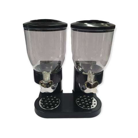 Double Cereal Dispenser 2 x 4L Black Round - Airtight, Easy Dispense - SuperSaverAU - view 1