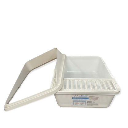 High Back Cat Litter Tray 43.5x33.5x21cm with Anti-Tracking Feature - White