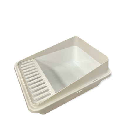 High Back Cat Litter Tray 43.5x33.5x21cm with Anti-Tracking Feature - White
