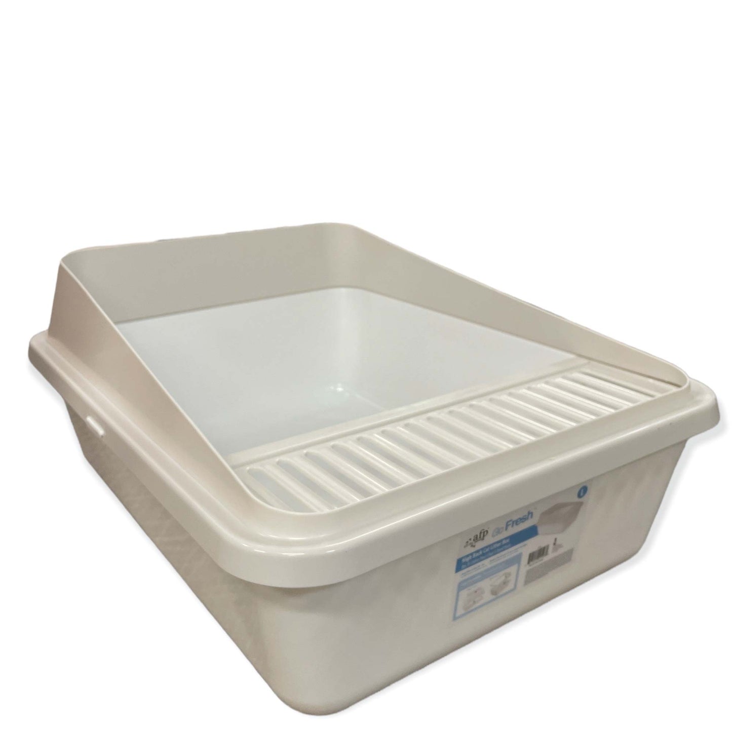 High Back Cat Litter Tray 58x45x25cm - Anti-Tracking, Easy Clean, White