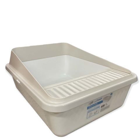 High Back Cat Litter Tray 58x45x25cm - Anti-Tracking, Easy Clean, White - SuperSaverAU - view 1