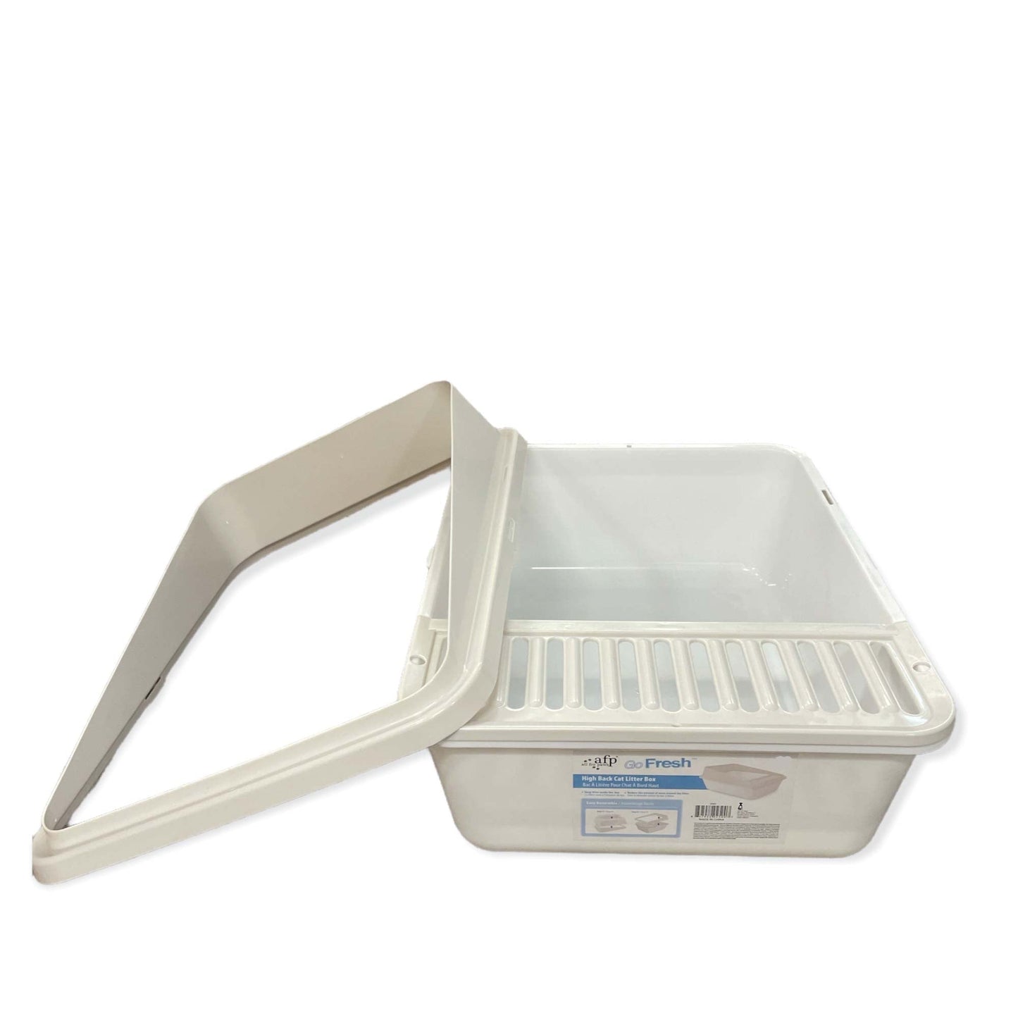 High Back Cat Litter Tray 58x45x25cm - Anti-Tracking, Easy Clean, White