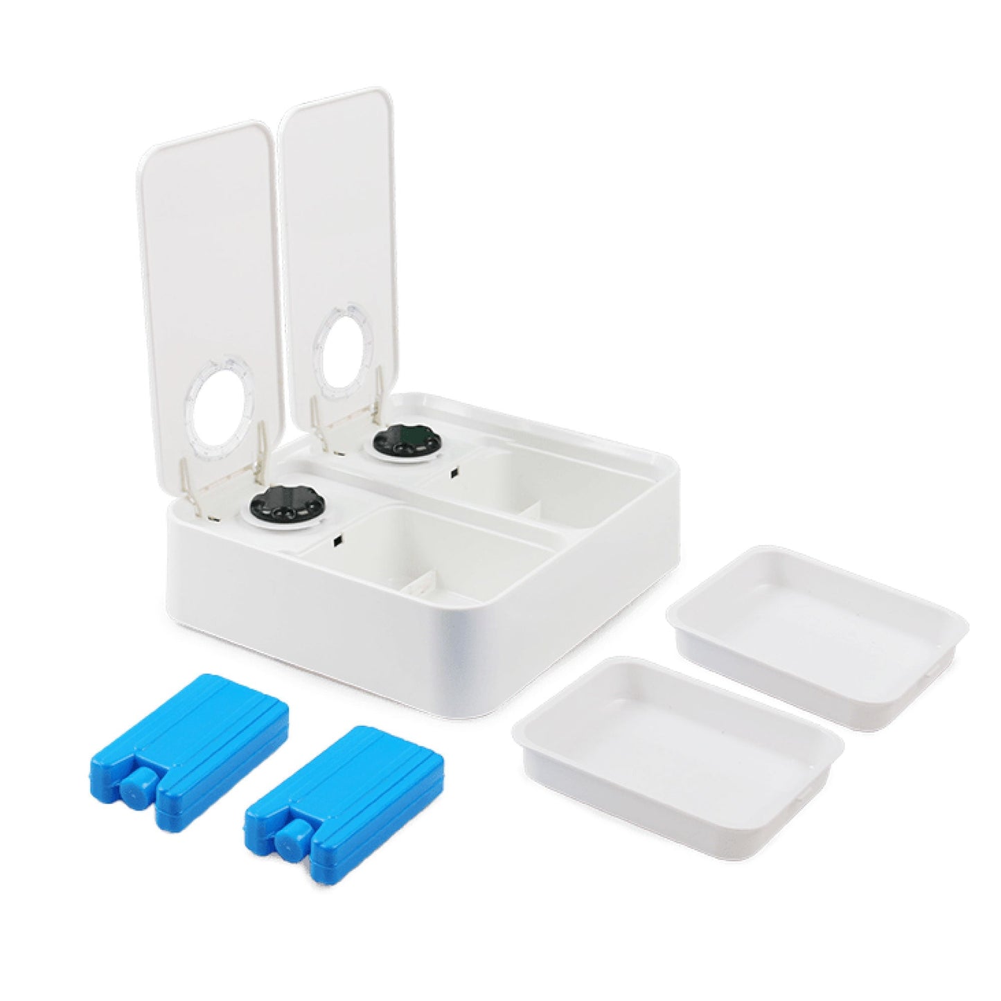 All For Paws Double Timed Feeder 2x300ml - 2 Compartments, Ice Pack, Easy Clean