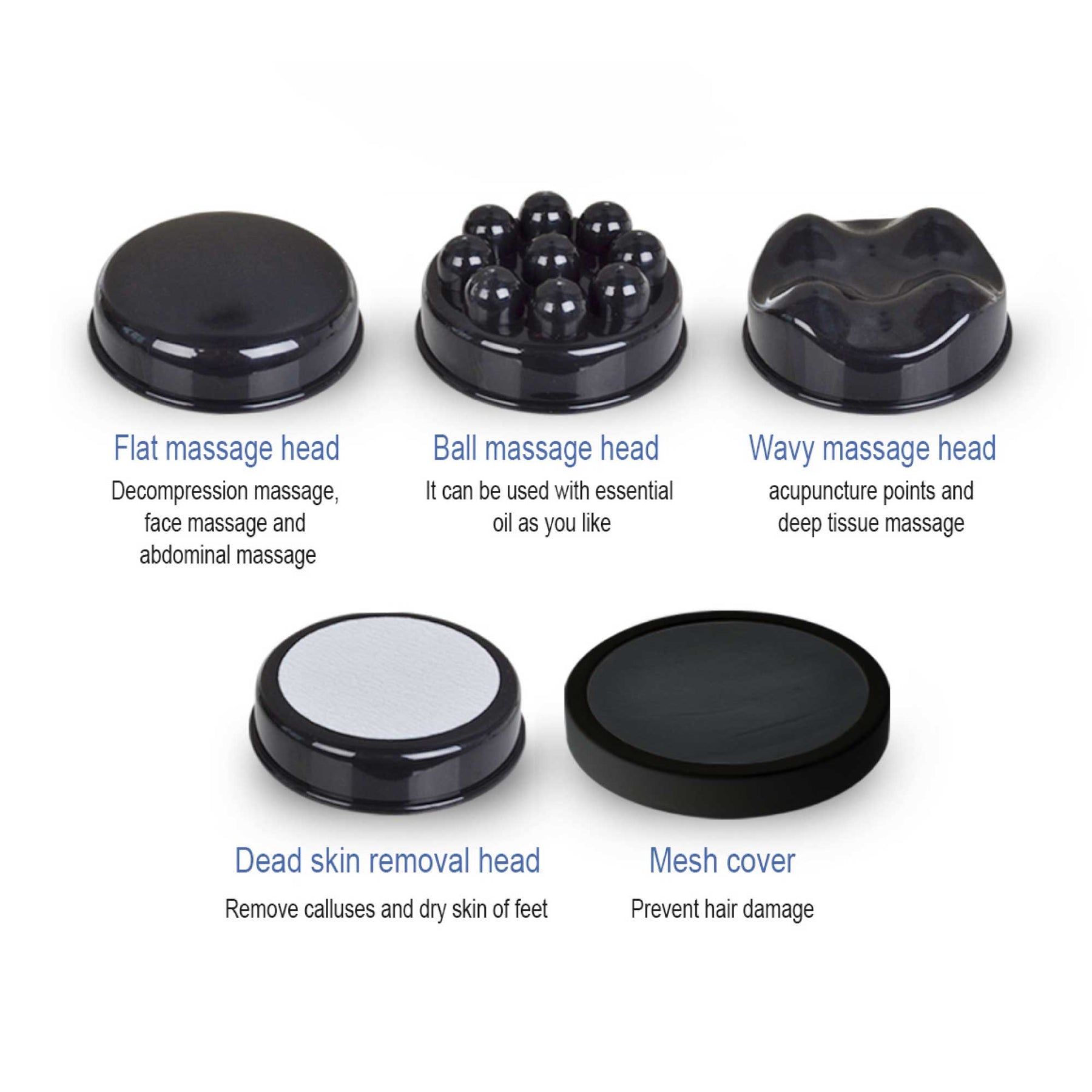 Handheld Black Vibration Massager 4 Interchangeable Heads Adjustable Speed 28W - SuperSaverAU - view 3