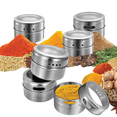 Stainless Steel Magnetic Spice Jar 150g with Shaker Lid - 6.5x6.5x4.7 cm - SuperSaverAU - view 2