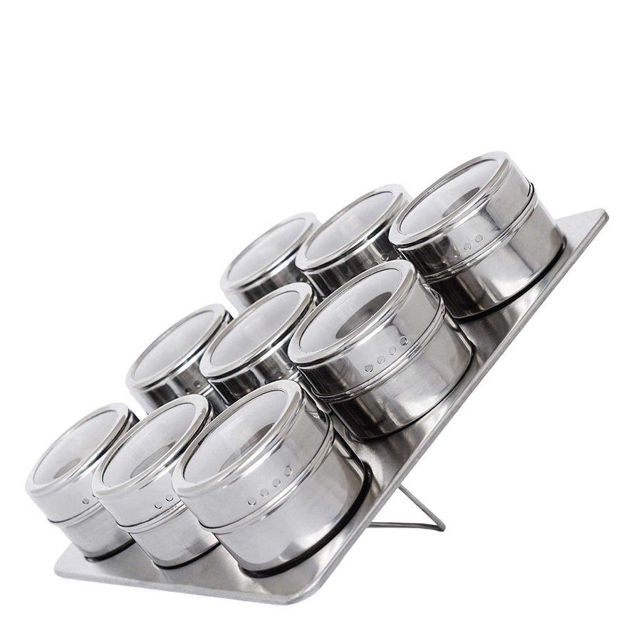 Stainless Steel Magnetic Spice Jar Rack Set - 9 Jars, 150g Capacity - SuperSaverAU - view 1