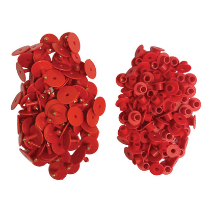 Cattle Ear Tags Set - 100x Round Red Blank for Pig Sheep Goat Cow