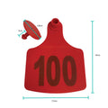 V238 Cattle Ear Tags Set 1-100 - XL Red 7.5x10cm for Livestock Identification - SuperSaverAU - view 3