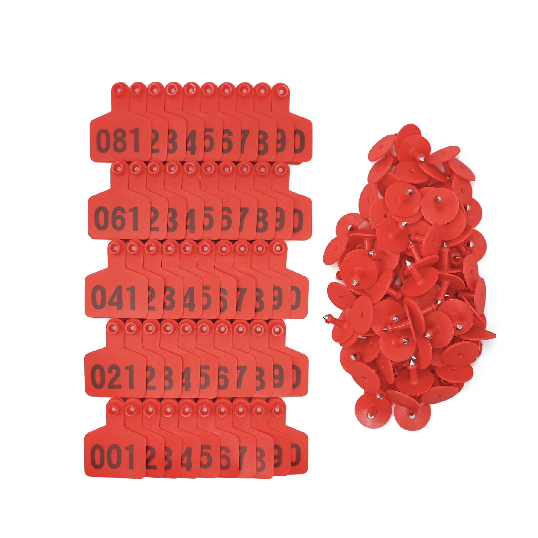 Red Small Cattle Ear Tags 1-100 Set 5x4cm for Goats Pigs Livestock - SuperSaverAU - view 1