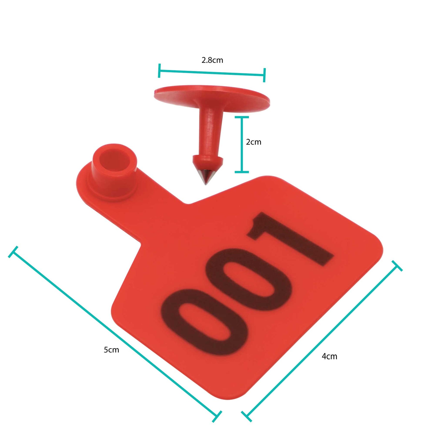 Red Small Cattle Ear Tags 1-100 Set 5x4cm for Goats Pigs Livestock - SuperSaverAU - view 3