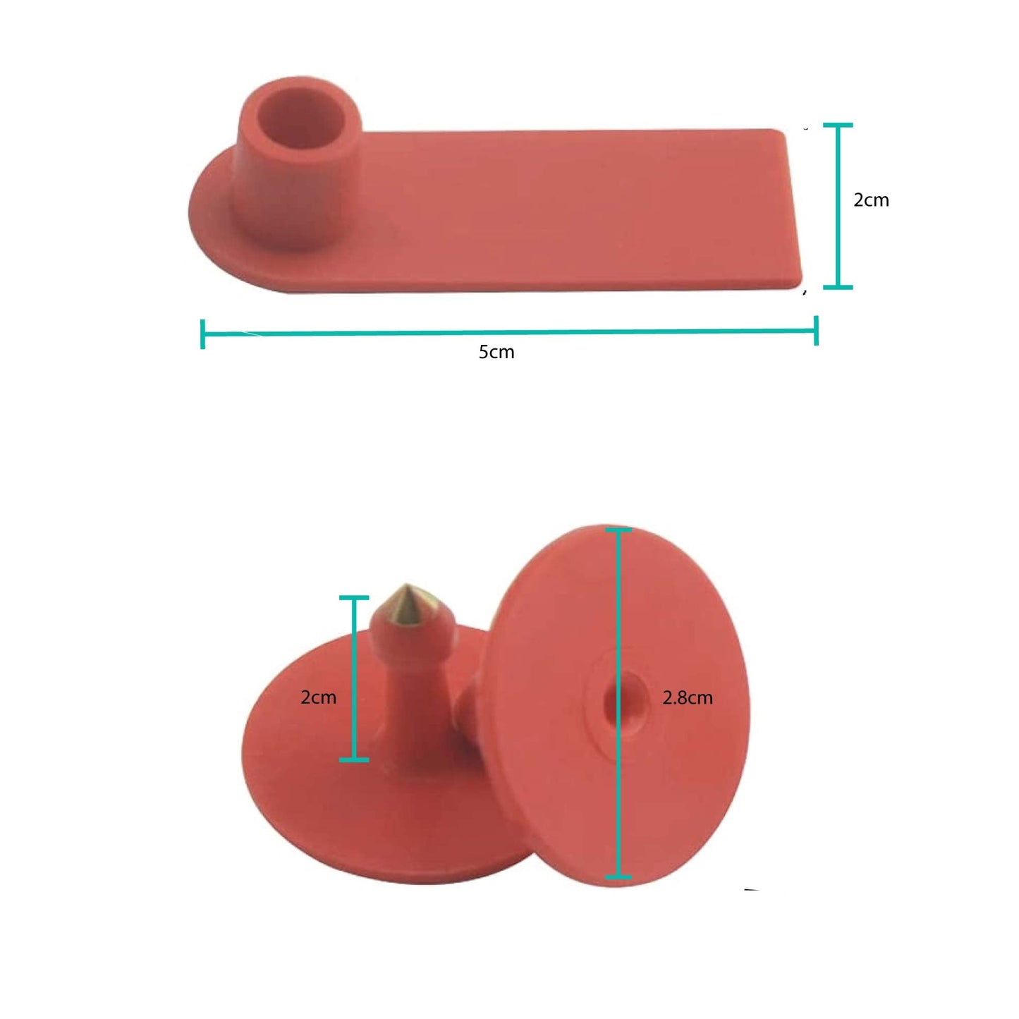 Cattle Ear Tags Set - 100x Mini Red 5x2cm Blank Tags for Livestock