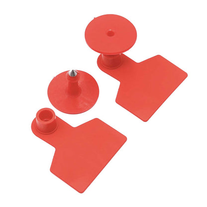 Cattle Ear Tags Set - 100x Small Red 5x4cm Blank Tags for Livestock