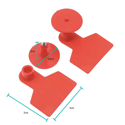 Cattle Ear Tags Set - 100x Small Red 5x4cm Blank Tags for Livestock