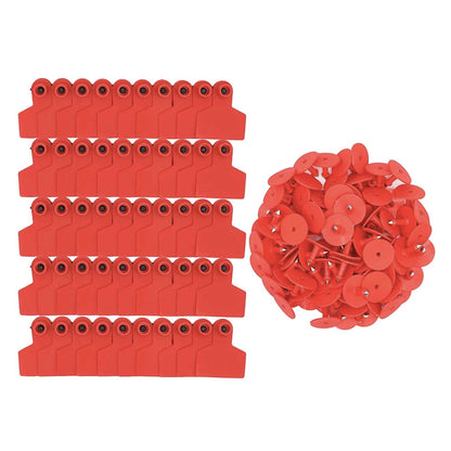 Cattle Ear Tags Set - 100x Small Red 5x4cm Blank Tags for Livestock