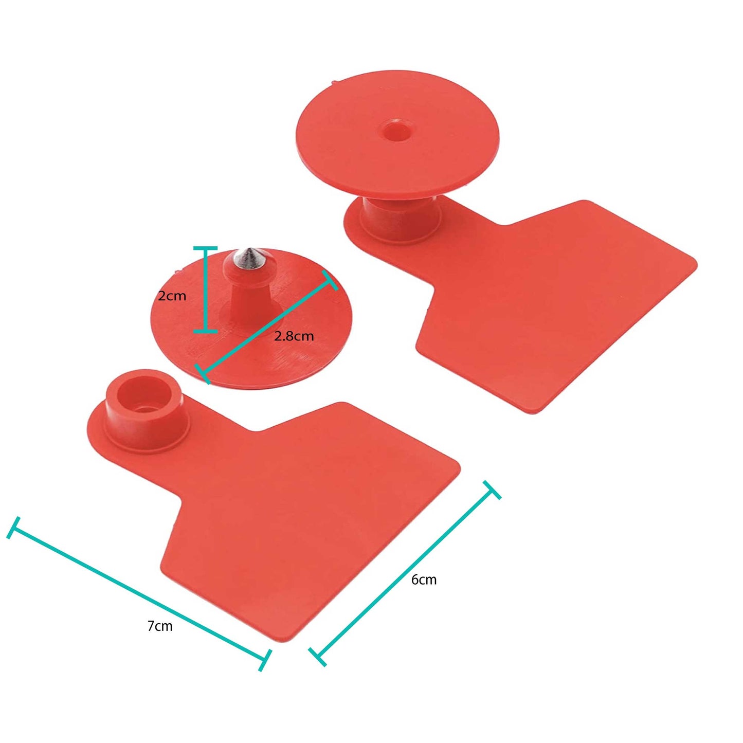 Cattle Ear Tags Set - 100x Medium Red Blank 6x7cm Livestock Labels