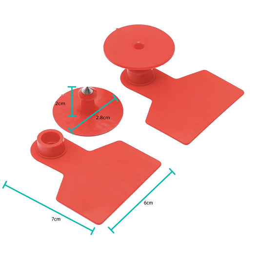 Cattle Ear Tags Set - 100x Medium Red Blank 6x7cm Livestock Labels