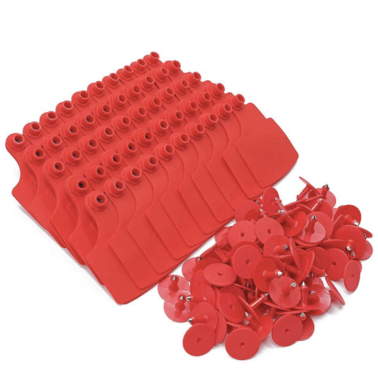 Cattle Ear Tags Set - 100x 7.5x10cm XL Red Blank Tags for Livestock