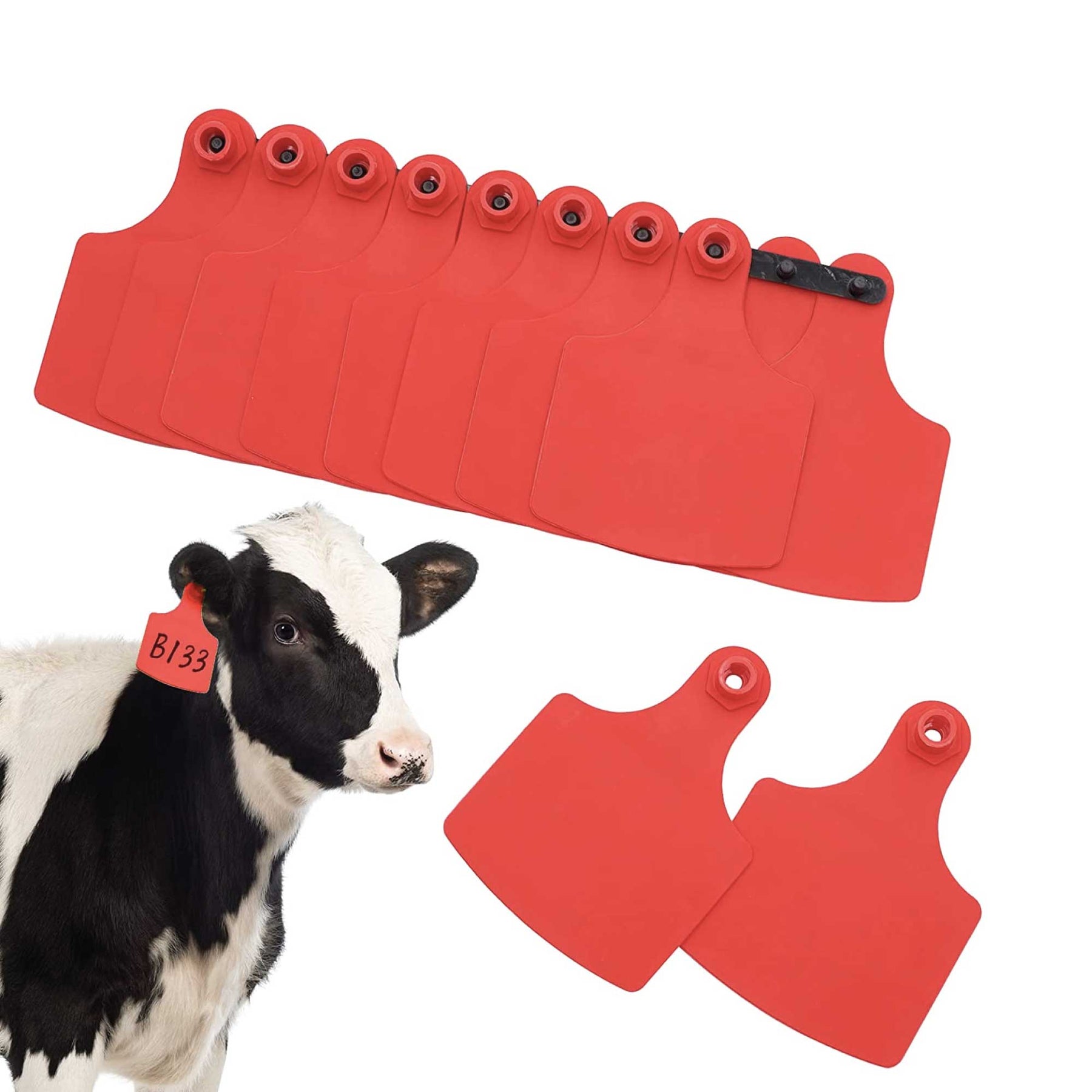 Cattle Ear Tags Set - 100x 7.5x10cm XL Red Blank Tags for Livestock - SuperSaverAU - view 3