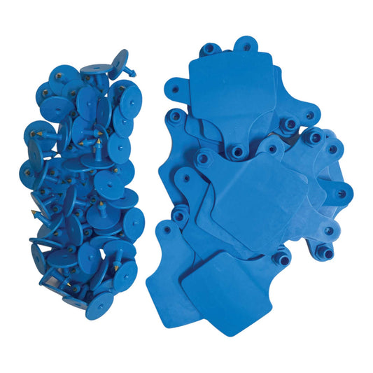 Cattle Ear Tags Set - 100x 7.5x10cm XL Blue Blank for Livestock Tagging