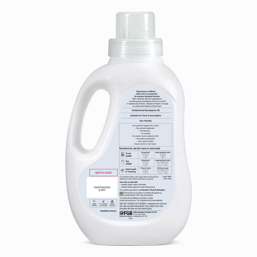 Bosisto's Eucalyptus Power+ 1.2L Laundry Liquid - 5x Enzyme, Eco Friendly, Antibacterial - SuperSaverAU - view 1