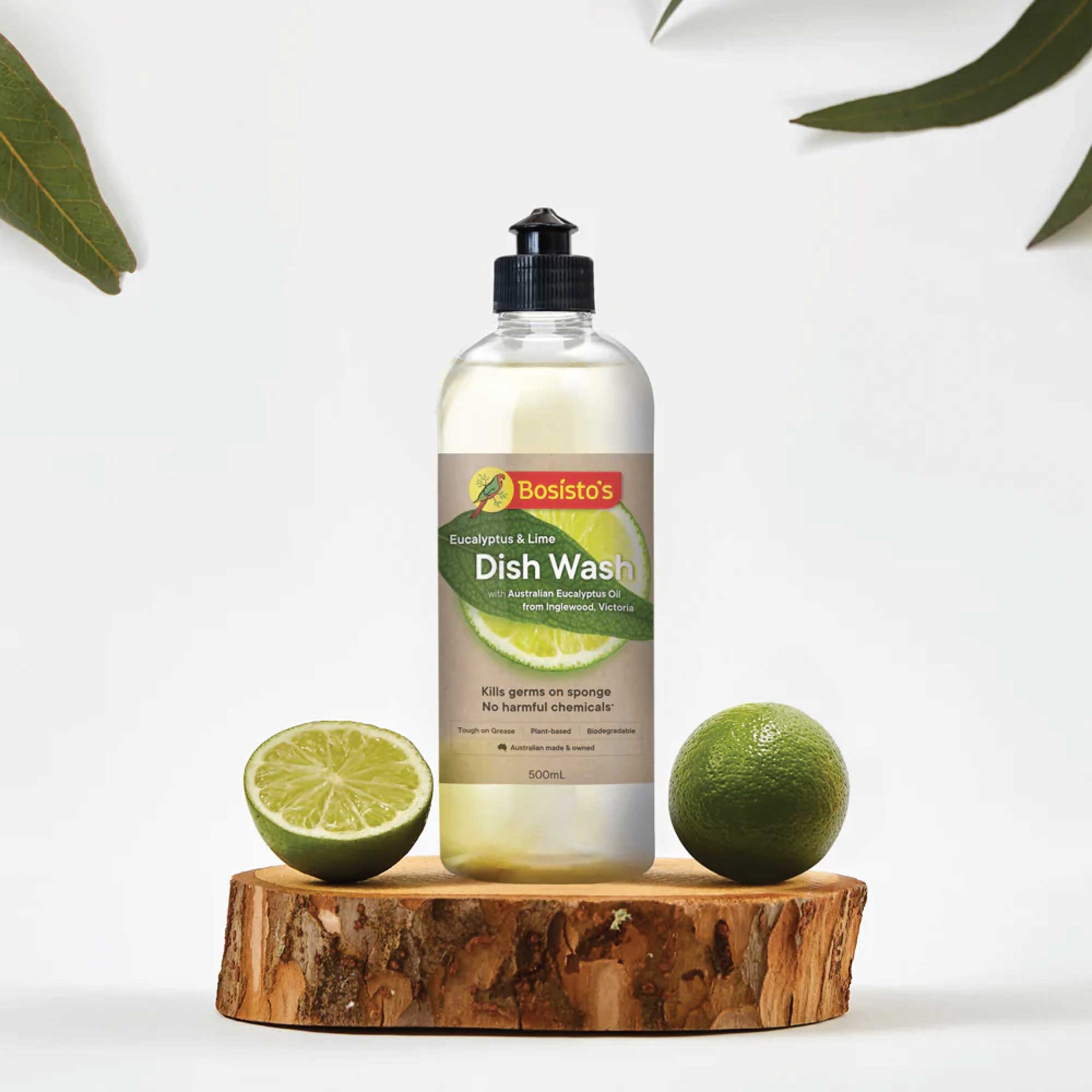 Bosisto's 500ml Plant-Based Dish Wash Liquid - Lime & Eucalyptus, Biodegradable - SuperSaverAU - view 2