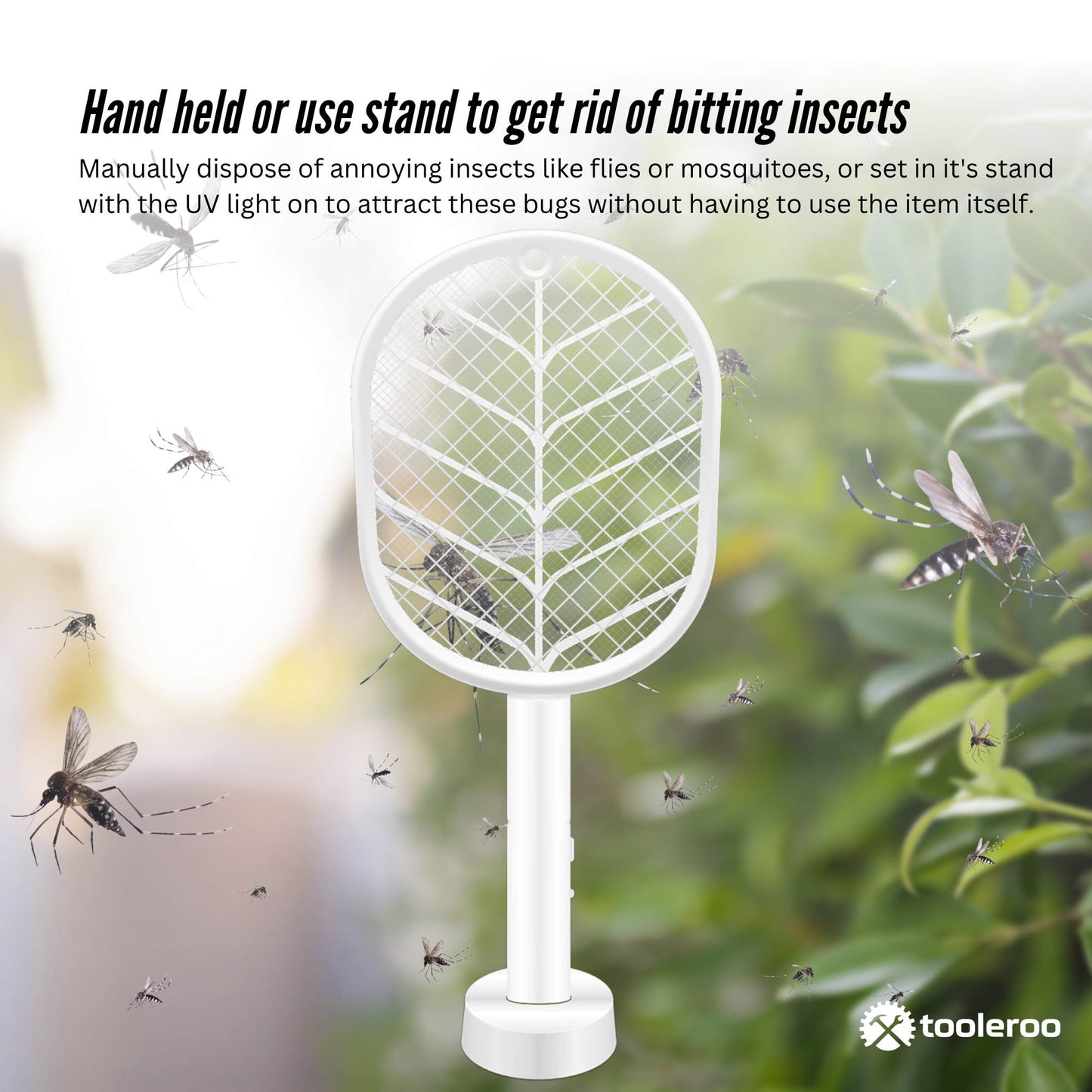 2 in 1 Rechargeable Mosquito Swatter with UV Light, 18x42cm, Ergonomic Handle