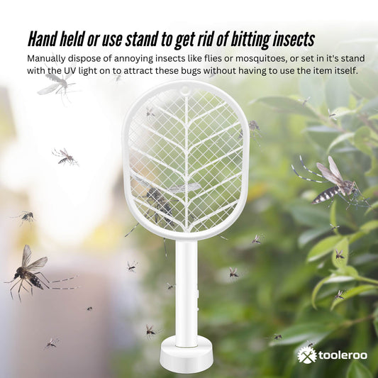 2 in 1 Rechargeable Mosquito Swatter with UV Light, 18x42cm, Ergonomic Handle