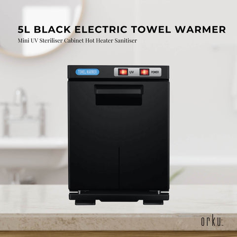 Orku 5L Black Electric Towel Warmer Mini UV Steriliser Cabinet, Durable & Easy to Clean - SuperSaverAU - view 2