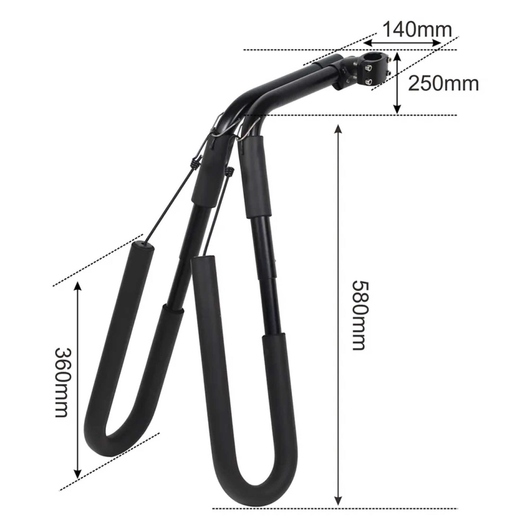 Surfboard Bike Rack - Paddle Board Carrier, 20kg Capacity, Fits Most Bicycles, 580mm - SuperSaverAU - view 3