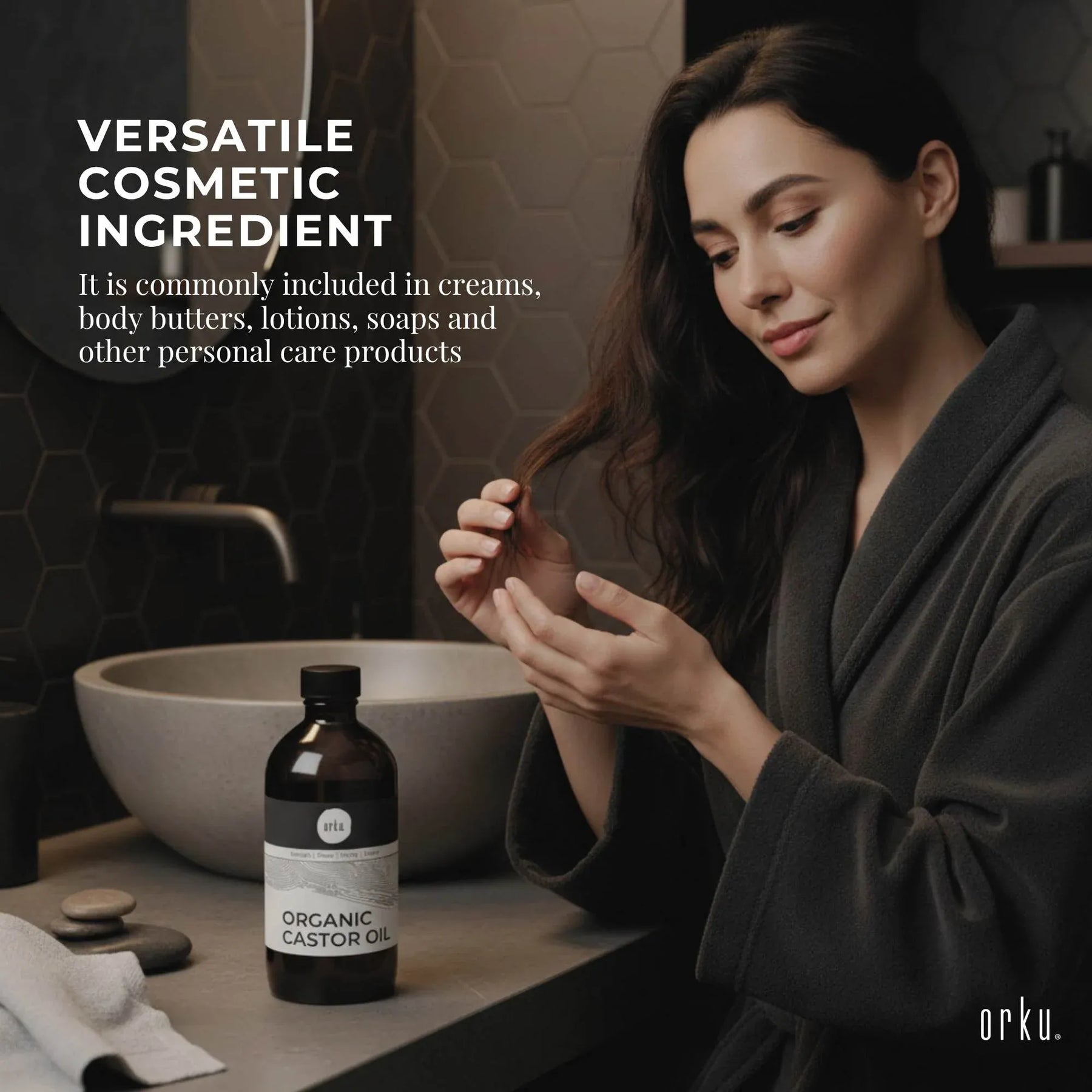 Orku 250ml Organic Castor Oil - Hexane Free, Cold Pressed, Rich in Antioxidants