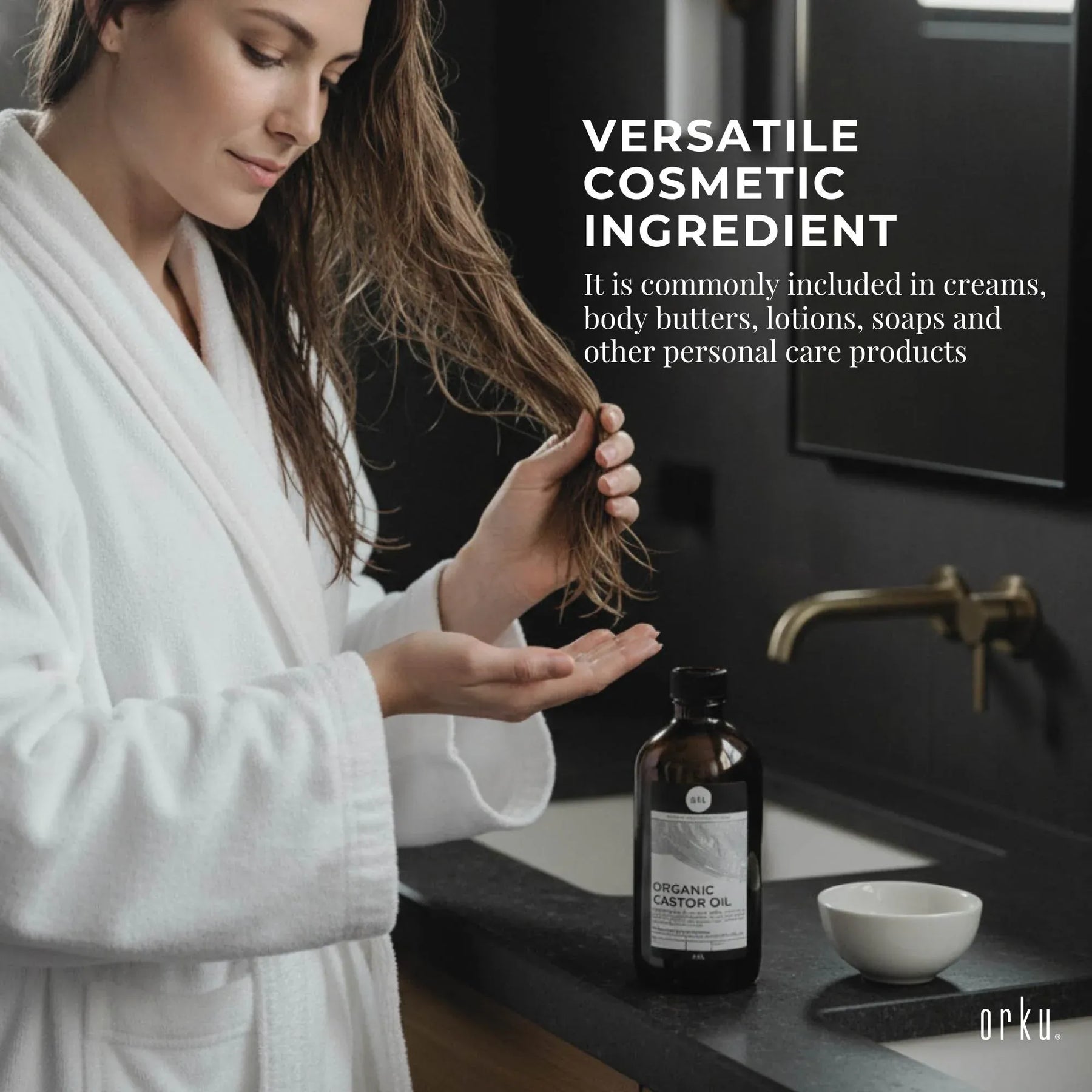 Orku 1L Organic Castor Oil - Hexane Free, Cold Pressed, Rich in Antioxidants