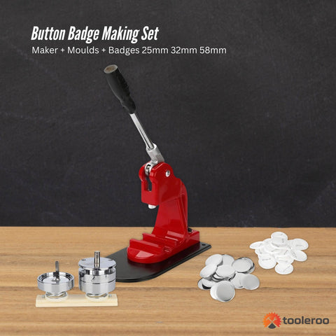 Button Badge Making Kit - Maker + 25mm, 32mm, 58mm Moulds + 500 Badges - SuperSaverAU - view 2