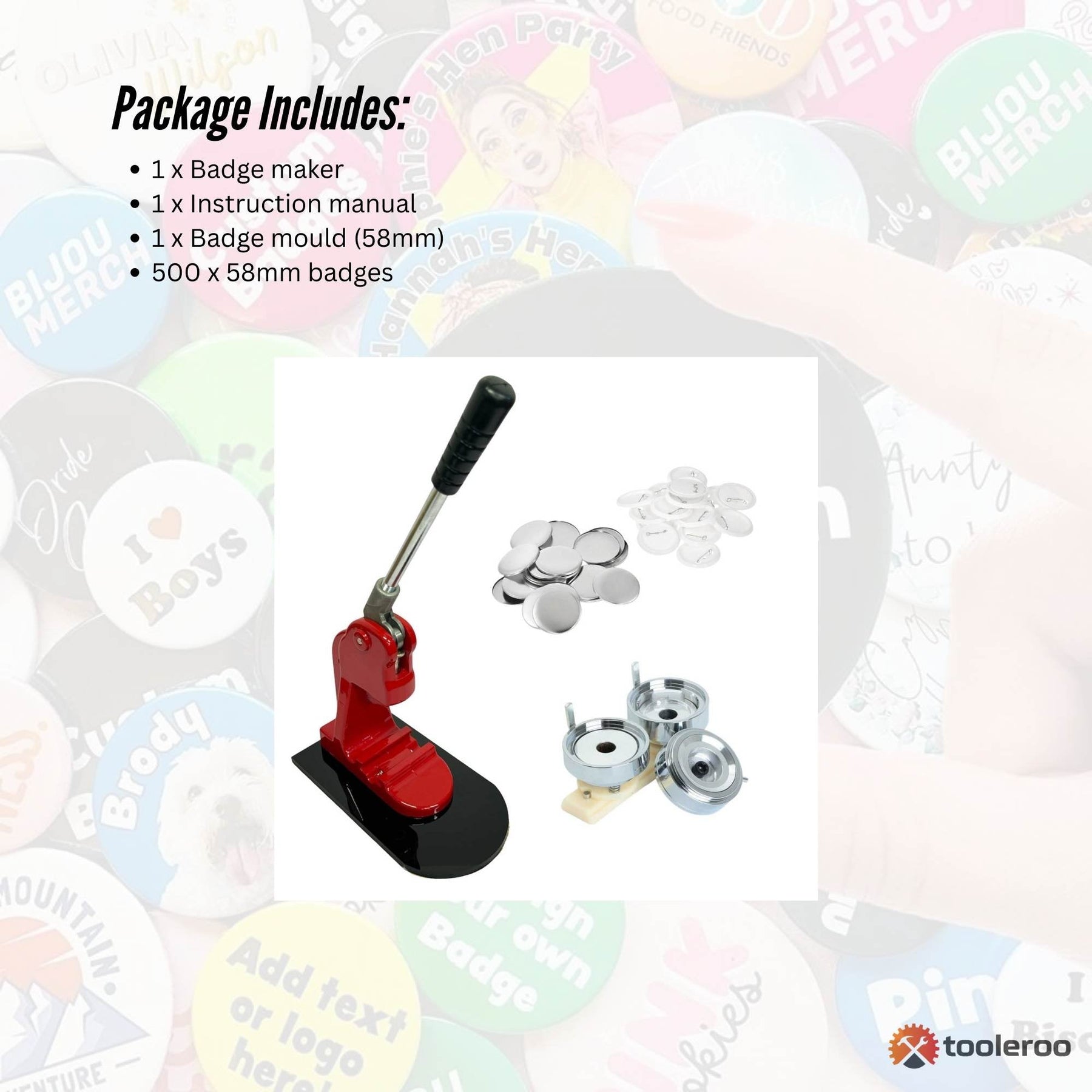 Button Badge Making Kit 58mm - Includes Maker, Mould & 500 Badges - SuperSaverAU - view 8