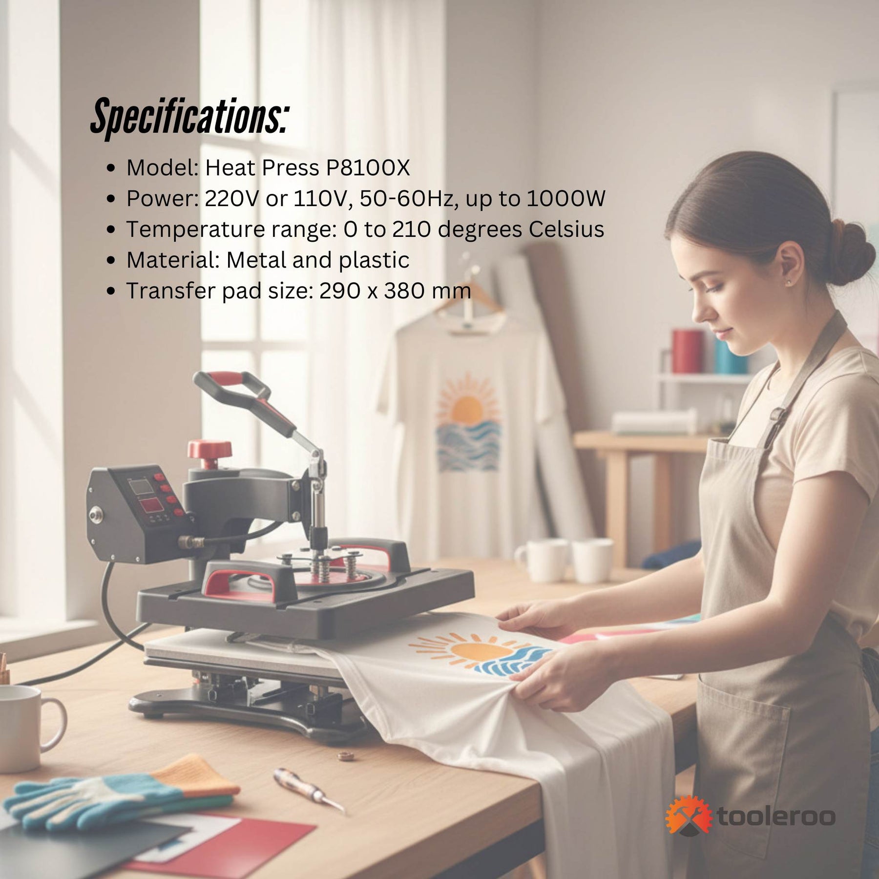 8 in 1 Combo Heat Press 290x380mm with Digital Controller for T-shirts, Mugs, Caps - SuperSaverAU - view 7