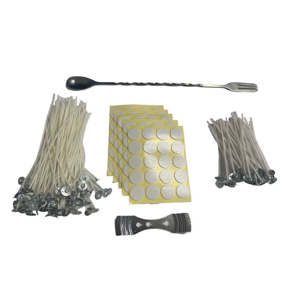 DIY Candle Making Accessories - 32cm Metal Stirrer, 100 Wicks & Stickers - SuperSaverAU - view 1