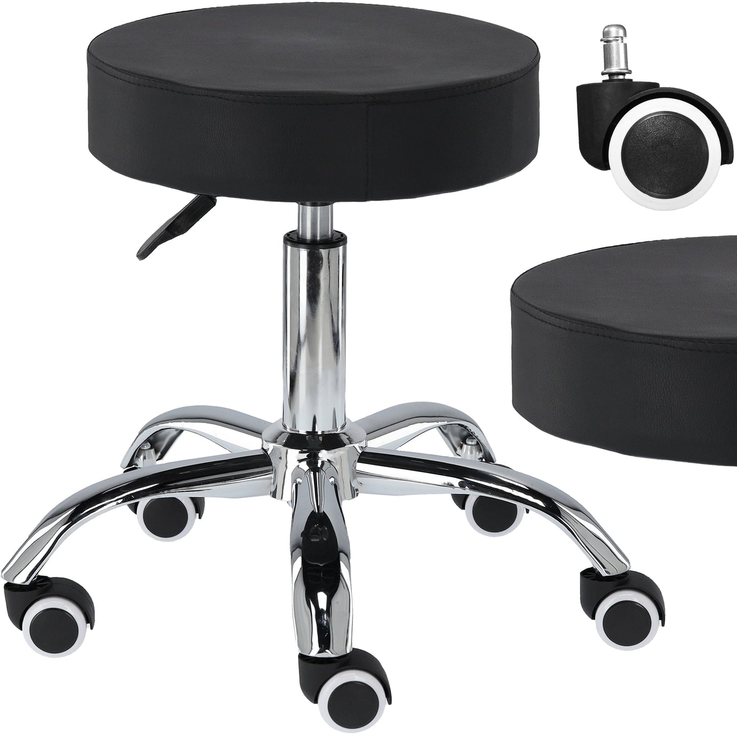 Adjustable Swivel Salon Stool - Round Chair for Beauty & Hairdressing