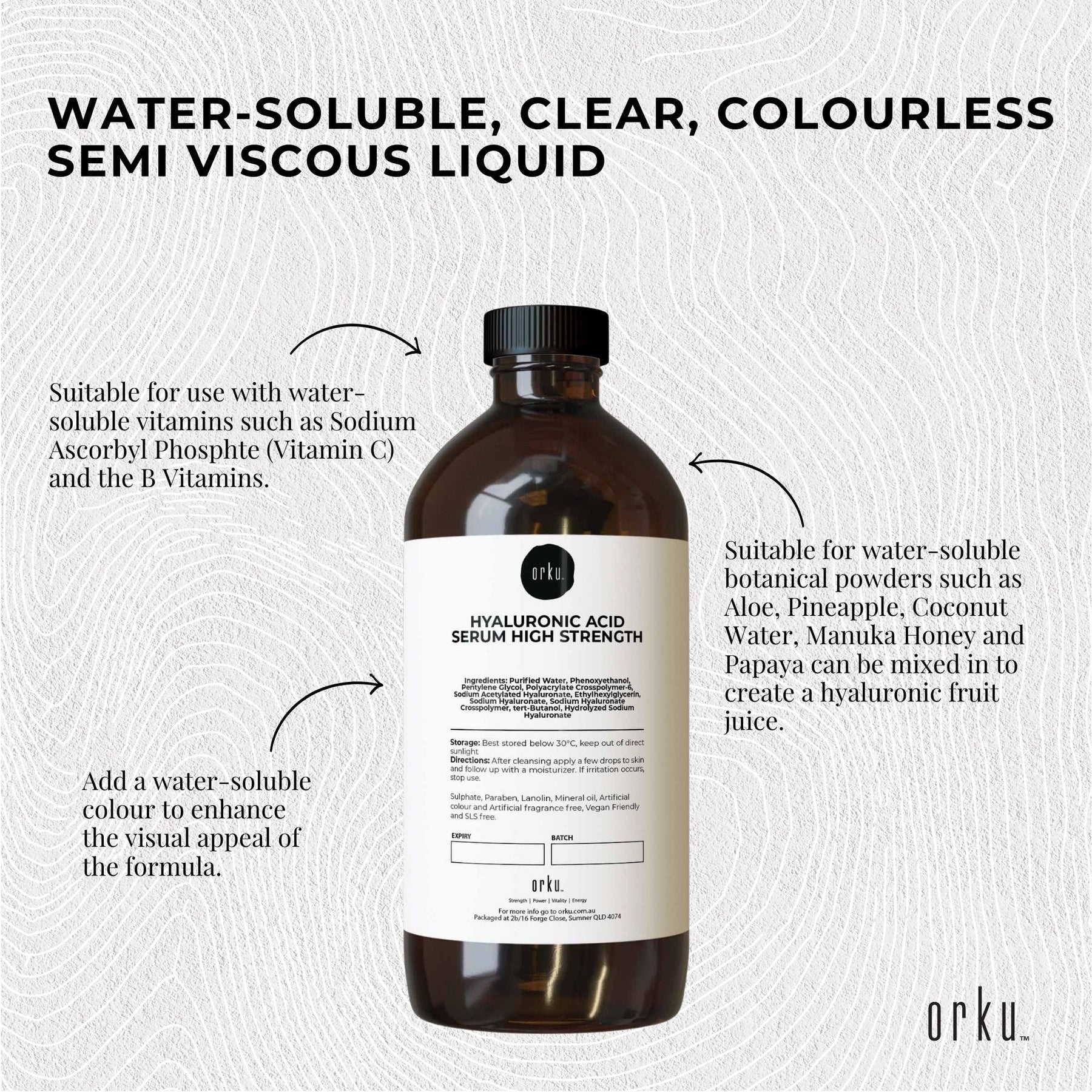 Hyaluronic Acid Serum 500ml - High Strength, Vegan, Sulphate & Paraben Free - SuperSaverAU - view 3