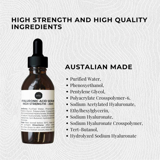 Hyaluronic Acid Serum 25ml - High Strength, Vegan, Sulphate & Paraben Free