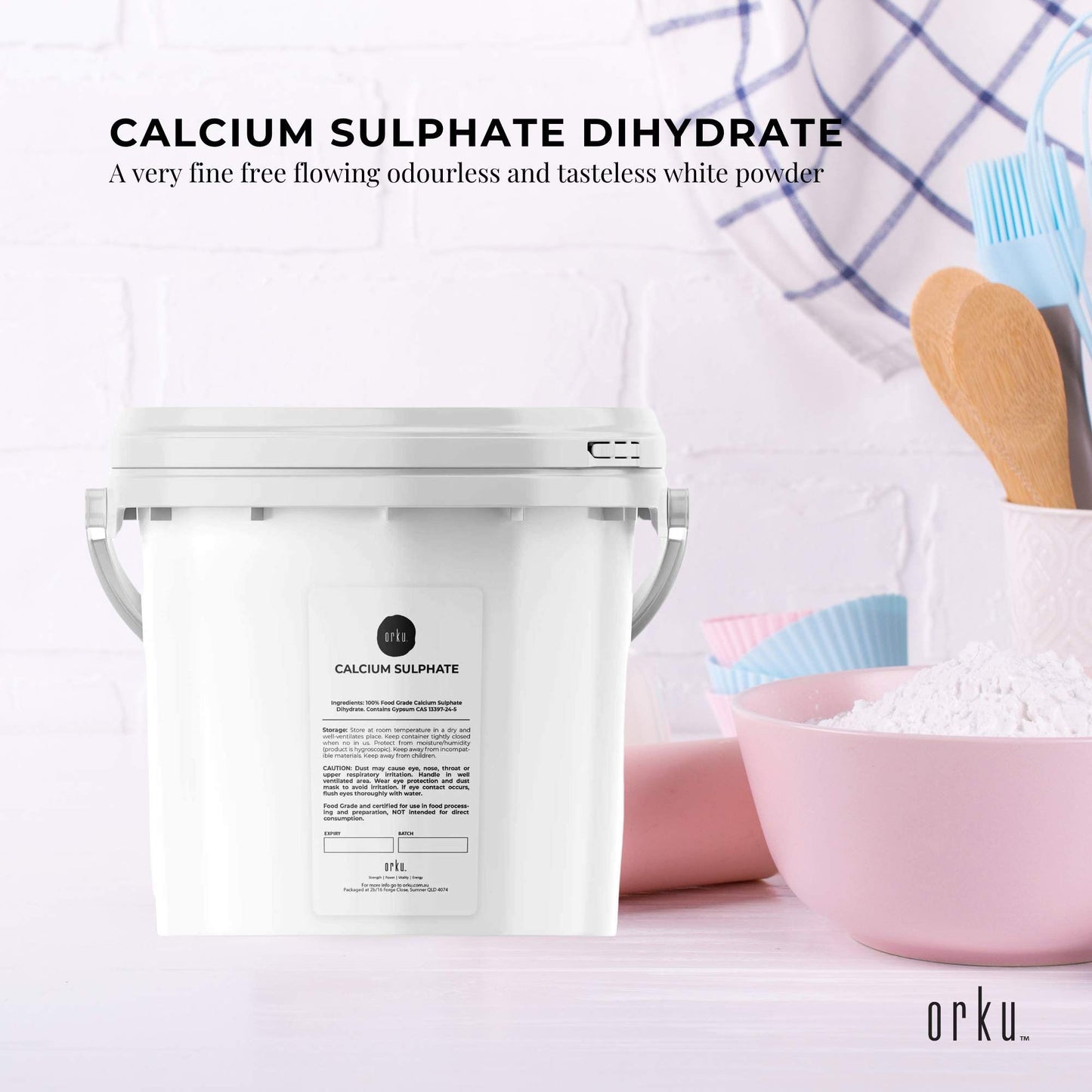 Calcium Sulphate Gypsum Powder Bucket 5Kg - Food Grade Hydrous Sulfate