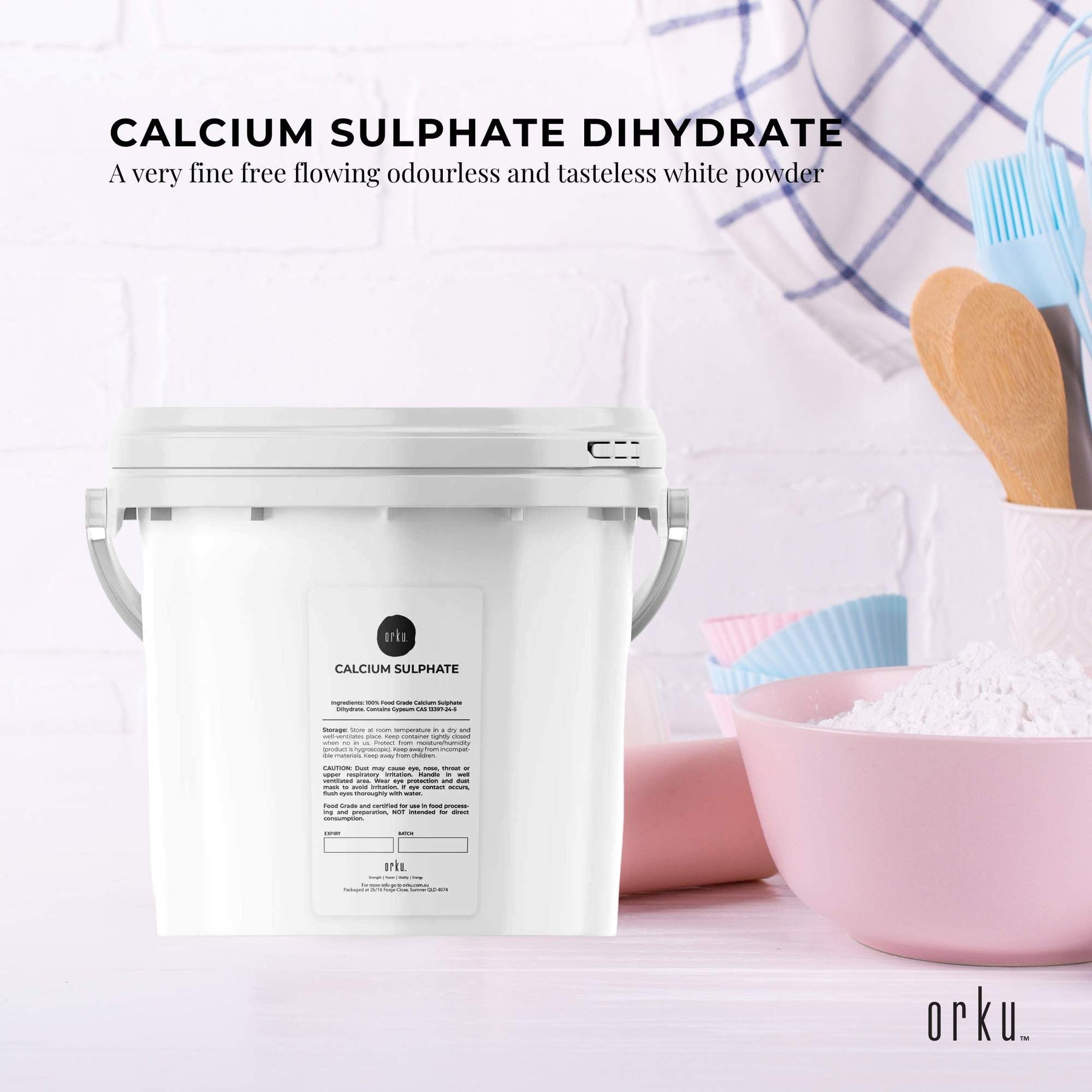 Calcium Sulphate Gypsum Powder Bucket 5Kg - Food Grade Hydrous Sulfate - SuperSaverAU - view 2