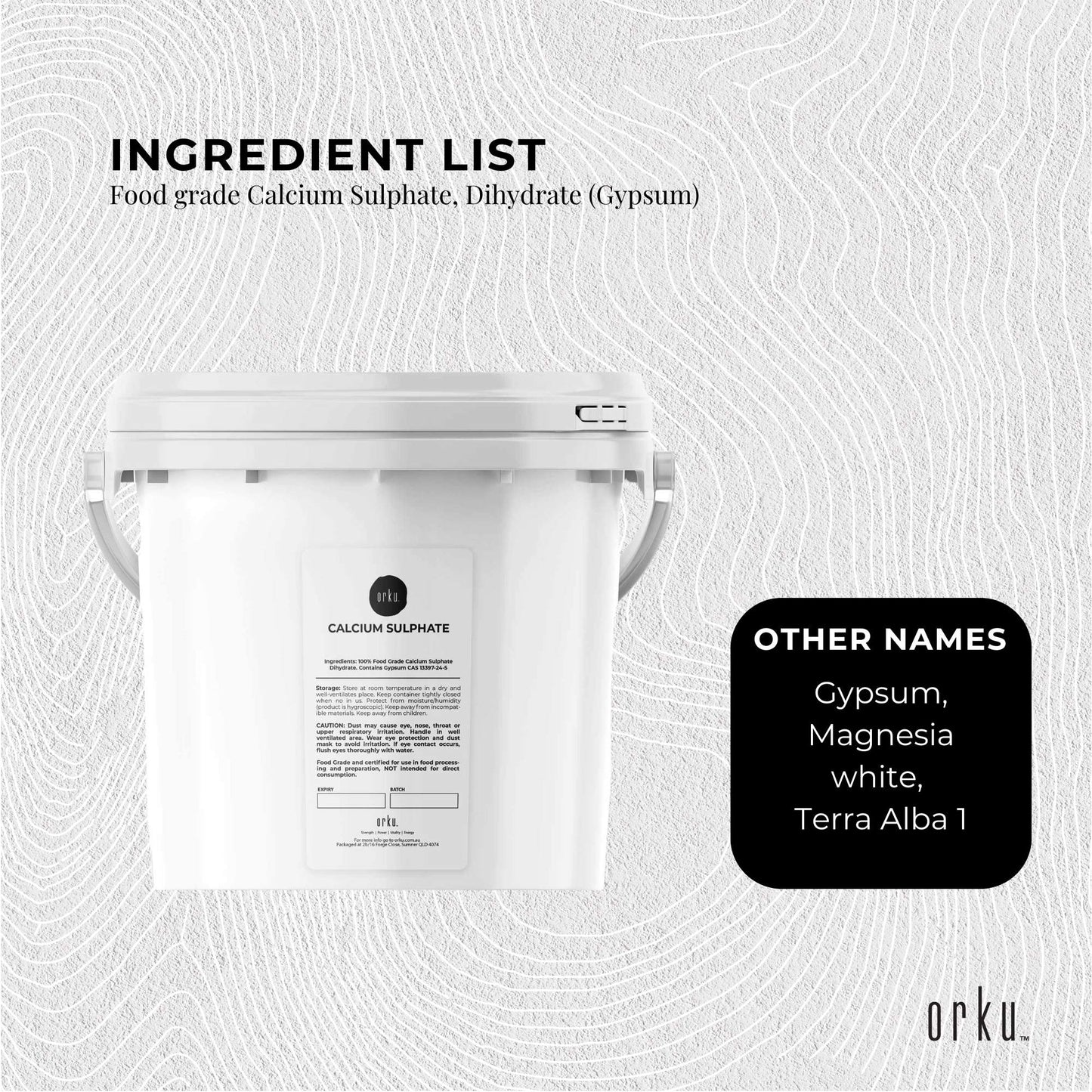 Calcium Sulphate Gypsum Powder Bucket 5Kg - Food Grade Hydrous Sulfate