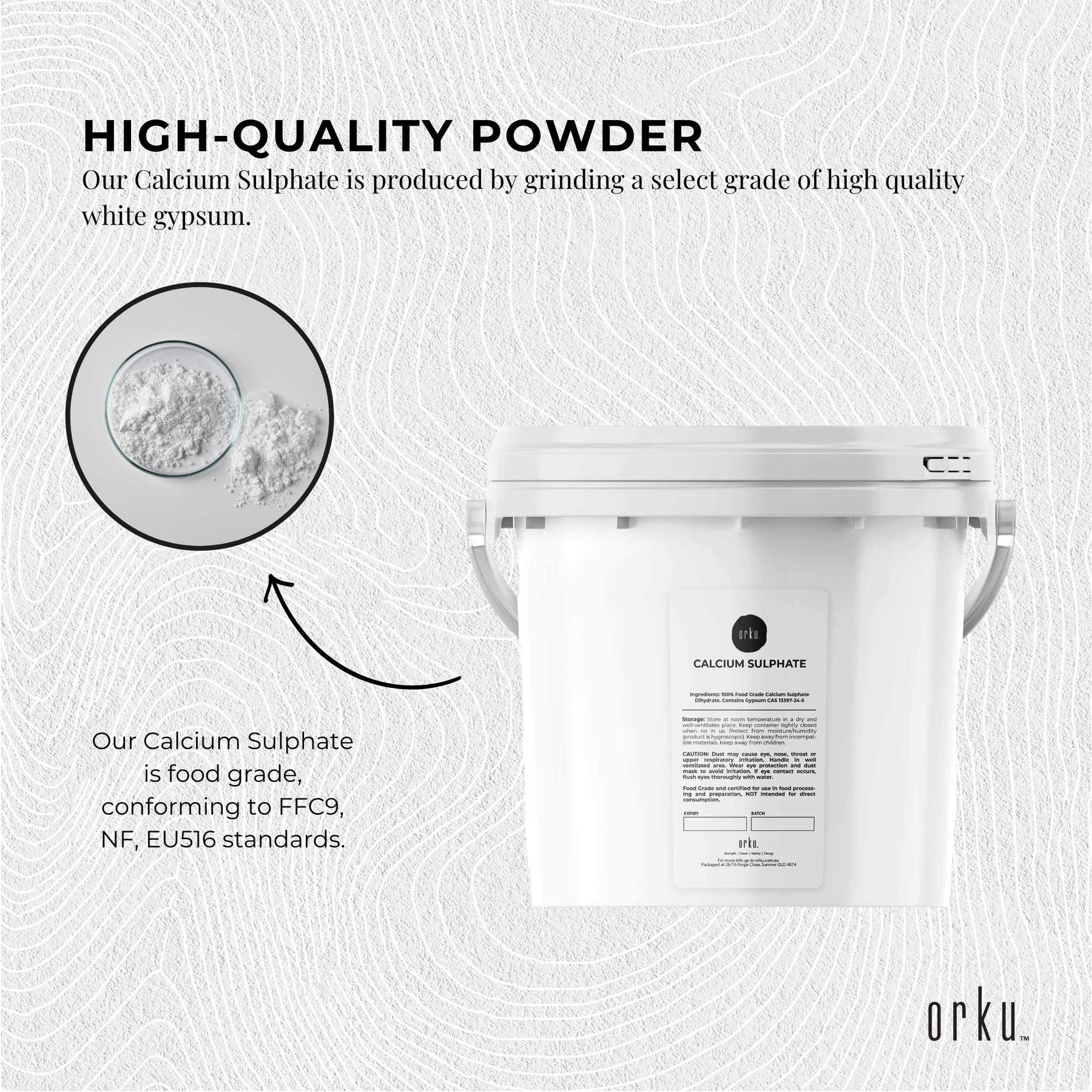 Calcium Sulphate Gypsum Powder Bucket 5Kg - Food Grade Hydrous Sulfate - SuperSaverAU - view 5