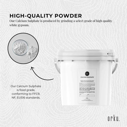 Calcium Sulphate Gypsum Powder Bucket 5Kg - Food Grade Hydrous Sulfate