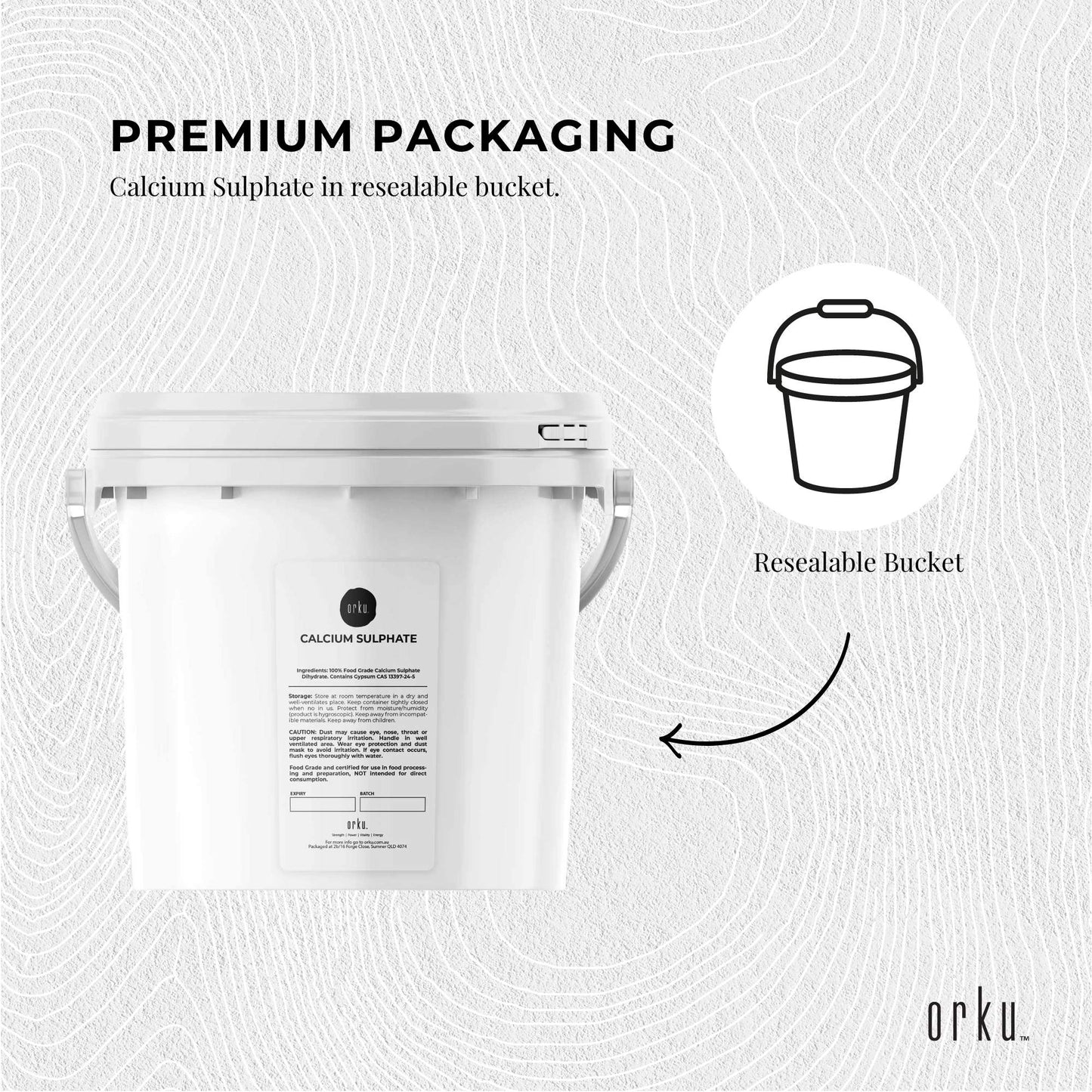 Calcium Sulphate Gypsum Powder Bucket 5Kg - Food Grade Hydrous Sulfate