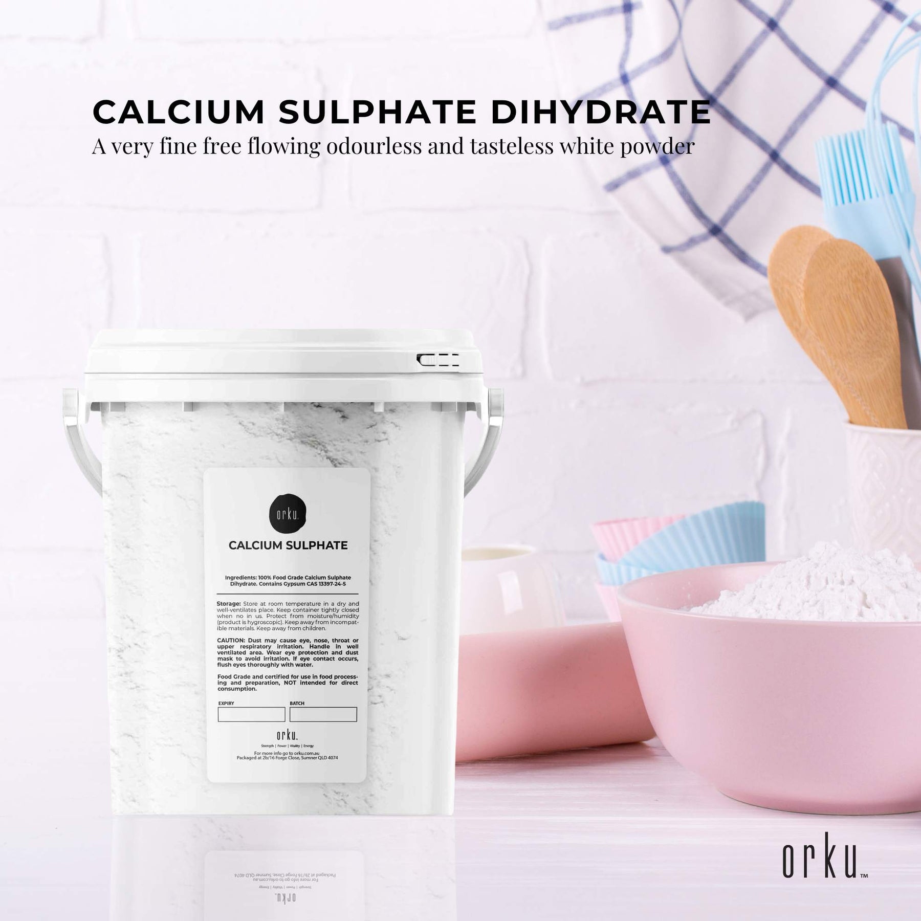 Calcium Sulphate Gypsum Powder Bucket 1Kg - Food Grade Hydrous Sulfate - SuperSaverAU - view 2